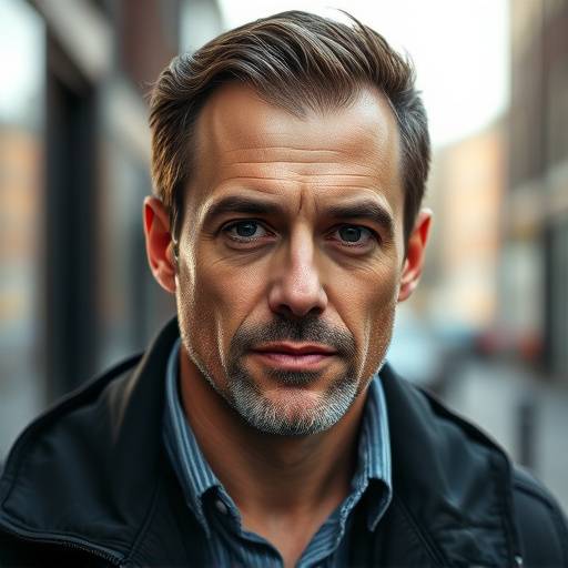Headshot van een mannelijke acteur met een serieuze uitdrukking, Amsterdam