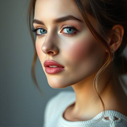 Studio portret van een actrice met lichte make-up, Amsterdam