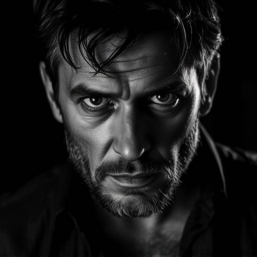Zwart-wit portret van een acteur